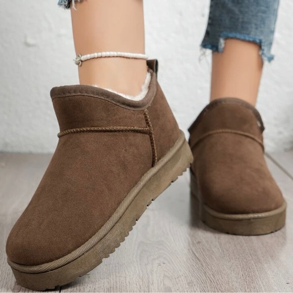 Brown Fur Lined Thermal Ankle Winter Boot - Picture 3 of 6